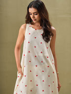 Sangria Off White Geometric Printed Round Neck A-Line Pure Cotton Kurta With Palazzos