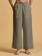 trueBrowns Olive Cotton Blend Elasticated Drawstring Straight Pants