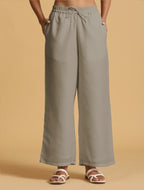 trueBrowns Grey Cotton Blend Elasticated Drawstring Straight Pants