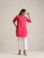 trueBrowns Fuchsia Cotton Blend Short Kurta - Distacart