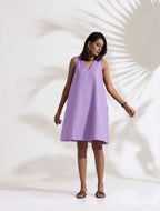trueBrowns Lilac Cotton Blend Short Dress - Distacart