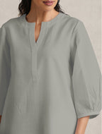 trueBrowns Grey Cotton Blend Short Kurta - Distacart