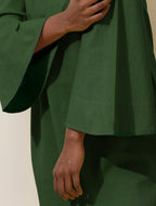 trueBrowns Green Cotton Blend Short Dress - Distacart