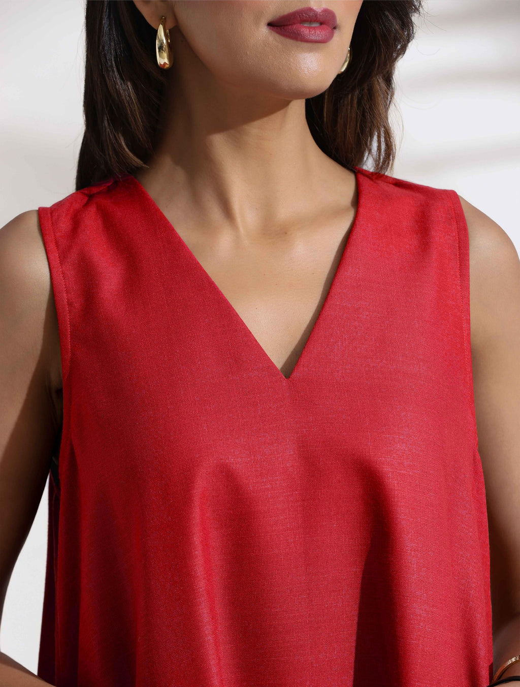 trueBrowns Red Cotton Blend Short Dress - Distacart