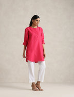 trueBrowns Fuchsia Cotton Blend Short Kurta - Distacart