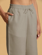 trueBrowns Grey Cotton Blend Elasticated Drawstring Straight Pants