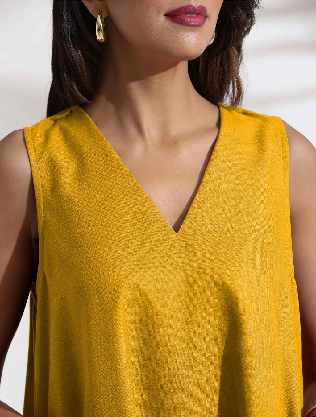 trueBrowns Mustard Cotton Blend Short Dress - Distacart