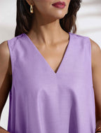 trueBrowns Lilac Cotton Blend Short Dress - Distacart