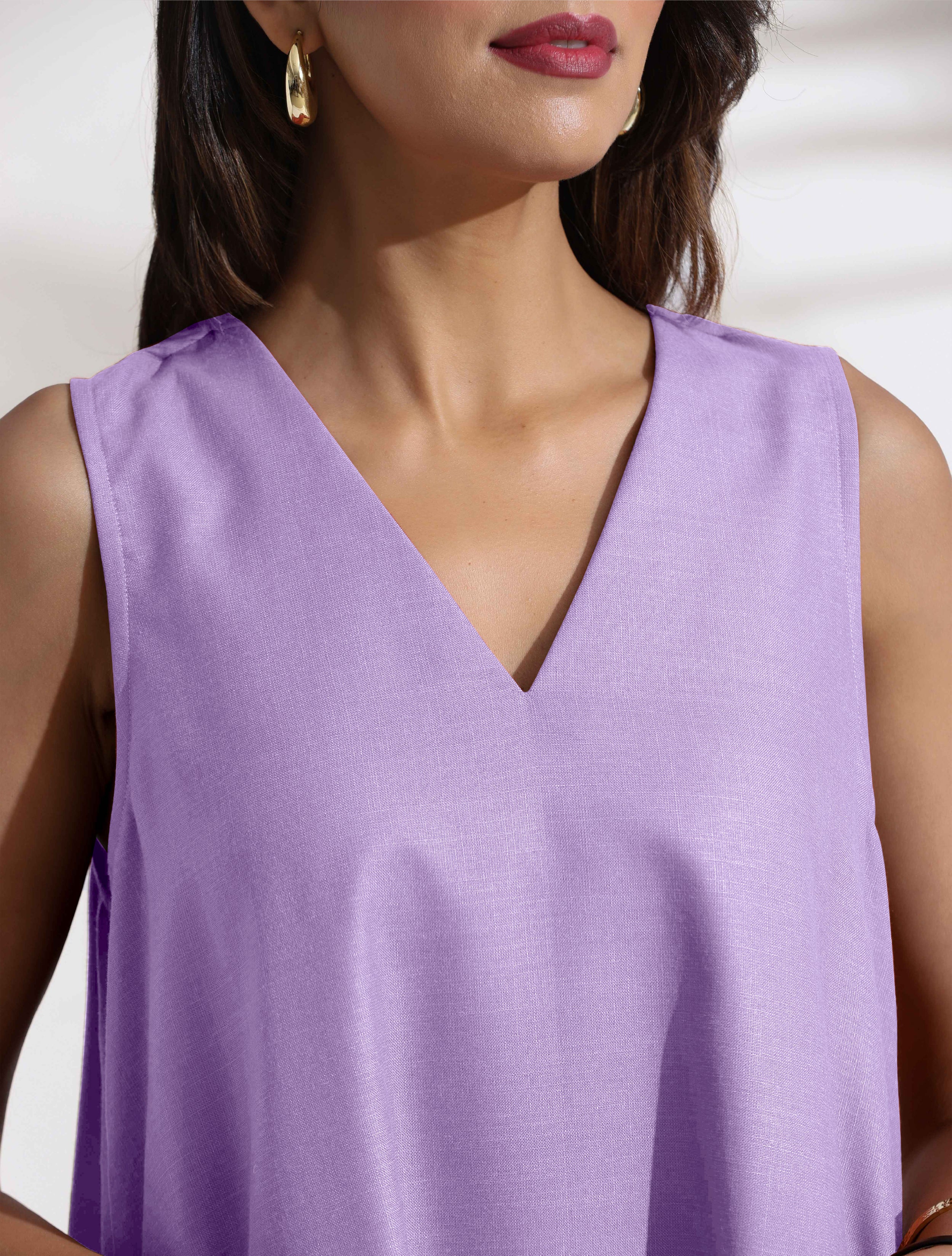 trueBrowns Lilac Cotton Blend Short Dress - Distacart