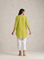 trueBrowns Lime Cotton Blend Short Kurta - Distacart