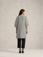 trueBrowns Grey Cotton Blend Short Kurta - Distacart
