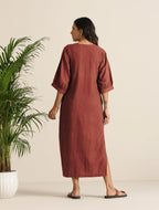 trueBrowns Rust Pink Cotton Blend Long Dress - Distacart
