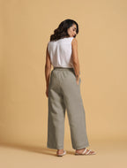 trueBrowns Grey Cotton Blend Elasticated Drawstring Straight Pants