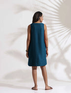 trueBrowns Dark Blue Cotton Blend Short Dress - Distacart