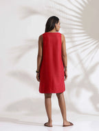 trueBrowns Red Cotton Blend Short Dress - Distacart