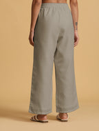 trueBrowns Grey Cotton Blend Elasticated Drawstring Straight Pants
