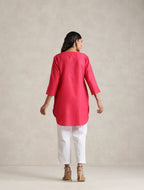trueBrowns Fuchsia Cotton Blend Short Kurta - Distacart