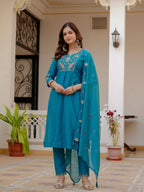 Pramukh Fab Firozi Color Viscose Mango Silk Kurta Set - Distacart