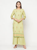 Aniyah Rayon Screen Print Pista Green Straight Kurta