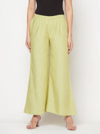 Aniyah Rayon Flared Slip-On Pista Color Palazzo