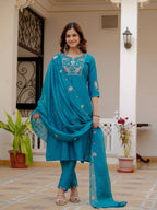 Pramukh Fab Firozi Color Viscose Mango Silk Kurta Set - Distacart