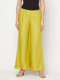 Aniyah Rayon Flared Slip-On Parrot Green Palazzo
