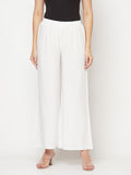 Aniyah Rayon Flared Slip-On White Palazzo