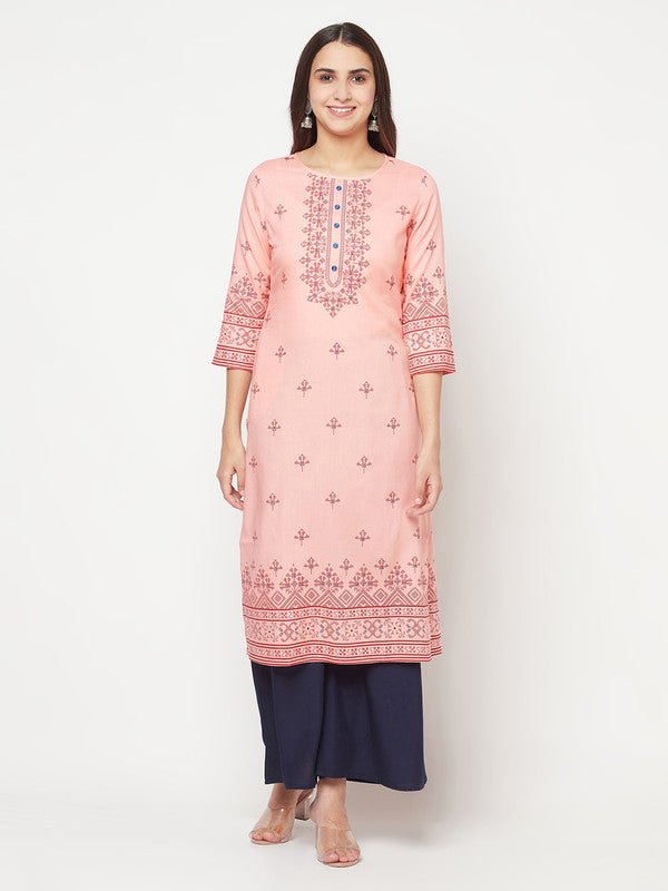 Aniyah Peach Color Rayon Digital Screen Print Straight Kurta