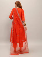 The52 Embroidered Vichitra Silk Fabric Straight Kurta, Pant and Dupatta Set - Distacart