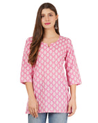 Jaitra Apparels Women Printed Pure Cotton Straight Kurta (Pink) - Distacart