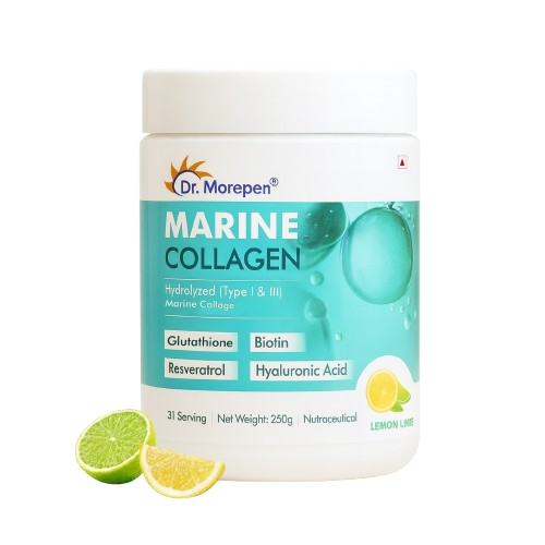 Dr. Morepan Marine Collagen Powder with Glutathione, Hyaluronic Acid, Resveratrol & Biotin Lemon Lime Flavour - Distacart
