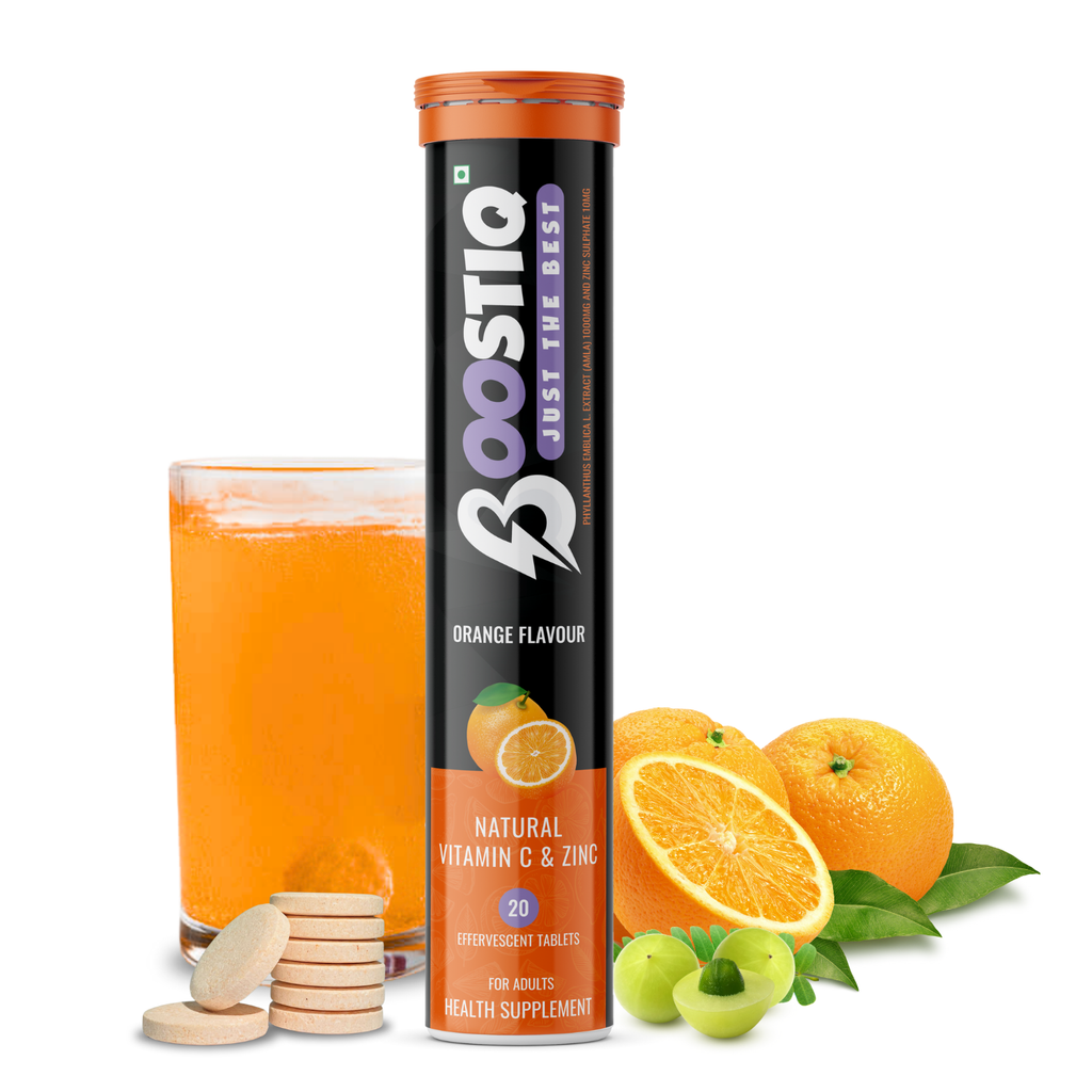 BOOSTIQ Vitamin C & Zinc Effervescent Tablets - Orange Flavour