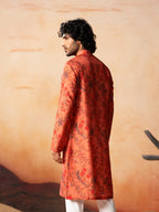 Floral Jal Print Silk Kurta by Hilo Design