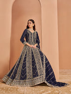 Anaita Navy Blue Georgette Embroidered Salwar Suit - Distacart