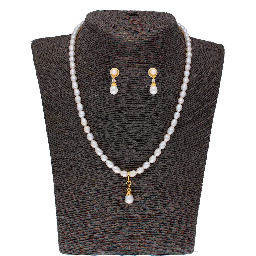 J Pearls Button Drop Pearl Set - Real Pearl Jewelry - Distacart