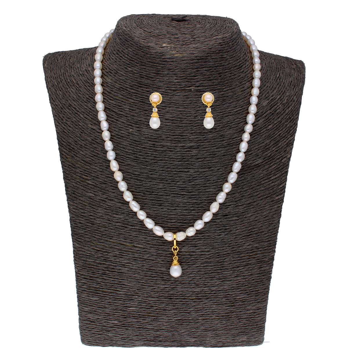 J Pearls Button Drop Pearl Set - Real Pearl Jewelry - Distacart