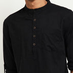 Fabmade Men Black Solid Short Kurta