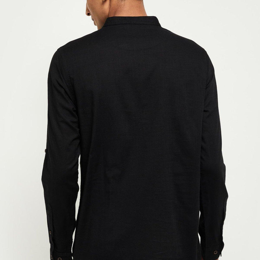 Fabmade Men Black Solid Short Kurta