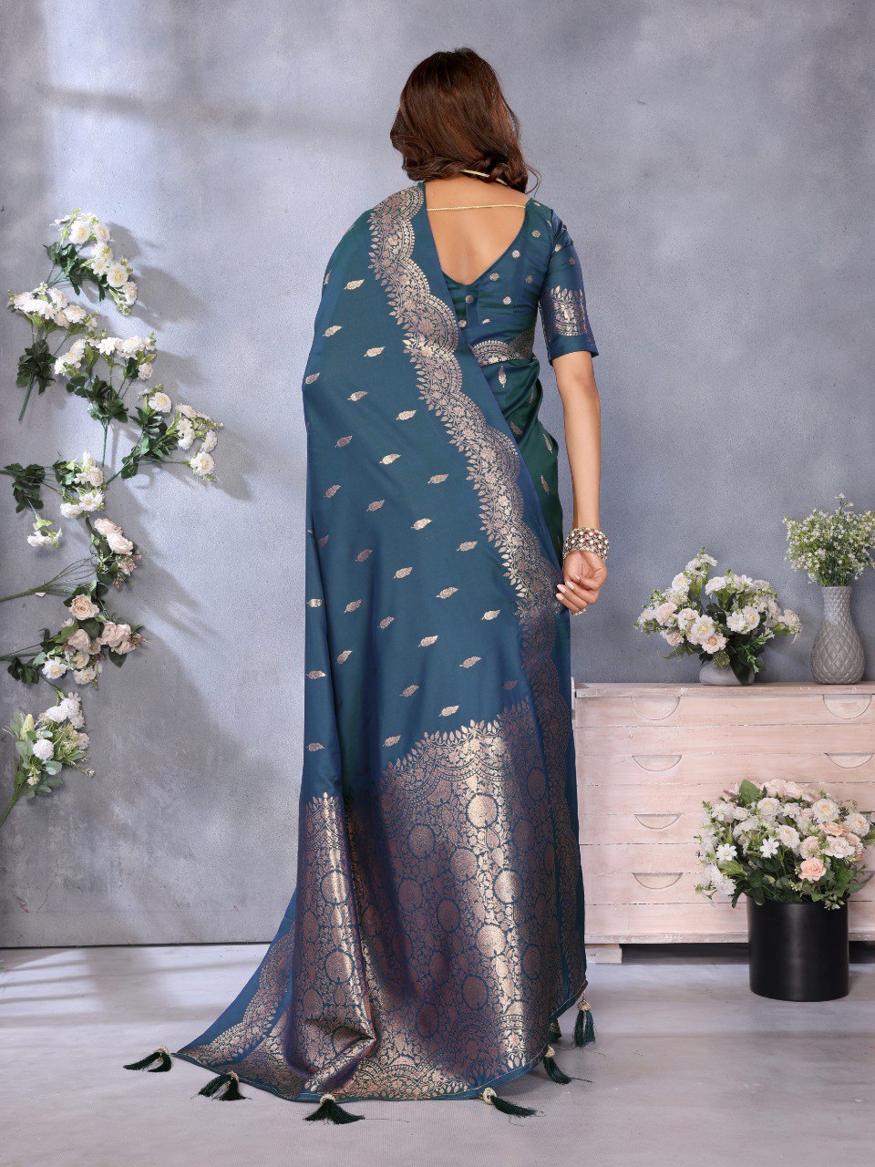 Anaita Blue Premium Banarasi Tissue Silk Saree With Gala Weaving Work - Distacart
