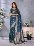 Anaita Blue Premium Banarasi Tissue Silk Saree With Gala Weaving Work - Distacart