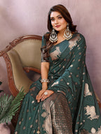 Anaita Dark Green Premium Banarasi Tissue Silk Saree With Gala Weaving Work - Distacart