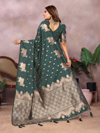 Anaita Dark Green Premium Banarasi Tissue Silk Saree With Gala Weaving Work - Distacart