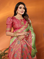 Anaita Green Banarasi Tissue Silk Saree With Weaving Work - Distacart