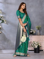 Anaita Green Premium Banarasi Tissue Silk Saree With Gala Weaving Work - Distacart