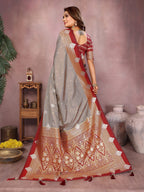 Anaita Grey Handloom Kalamkari Silk Saree With Zari Woven Work - Distacart