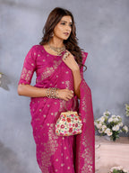 Anaita Rani Pink Premium Banarasi Tissue Silk Saree With Gala Weaving Work - Distacart