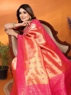 Anaita Peach Tissue Silk Saree With Weaving Zari Work - Distacart