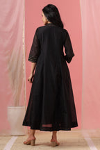 Juniper Womens Black Chanderi Solid Kalidar Kurta - Distacart
