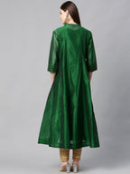 Juniper Women Jadegreen Chanderi Silk Solid Anarkali Kurta - Distacart