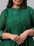 Juniper Women`s Jadegreen Chanderi Silk Solid Anarkali Kurta with Inner - Distacart